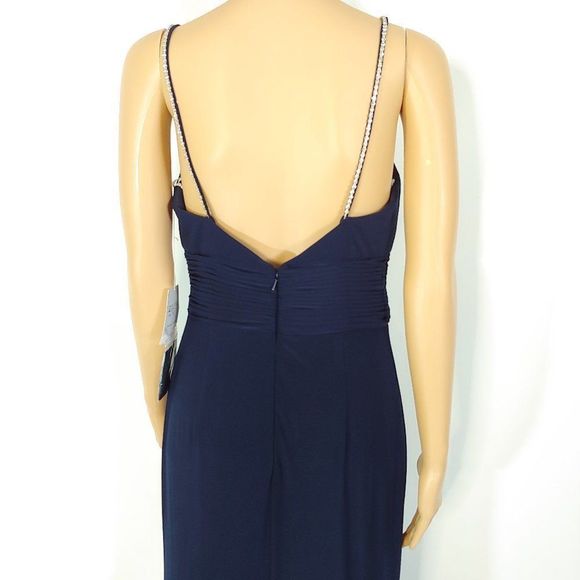 💕 Host Pick💕NWT Alyce Design V-Neck Formal Gown in Navy Blue - Picture 3 of 6